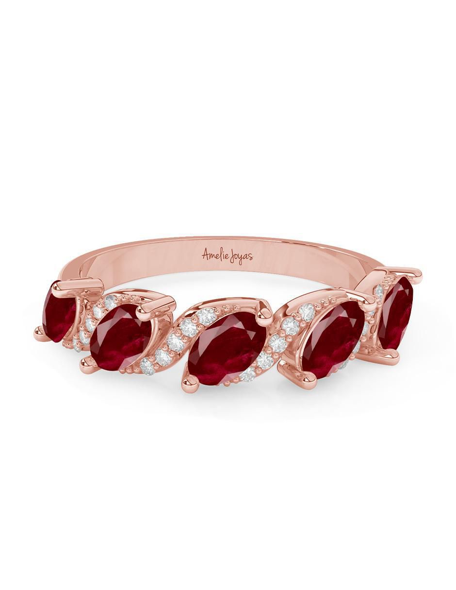 Anillo ovalado 14 k de oro rubí pulido