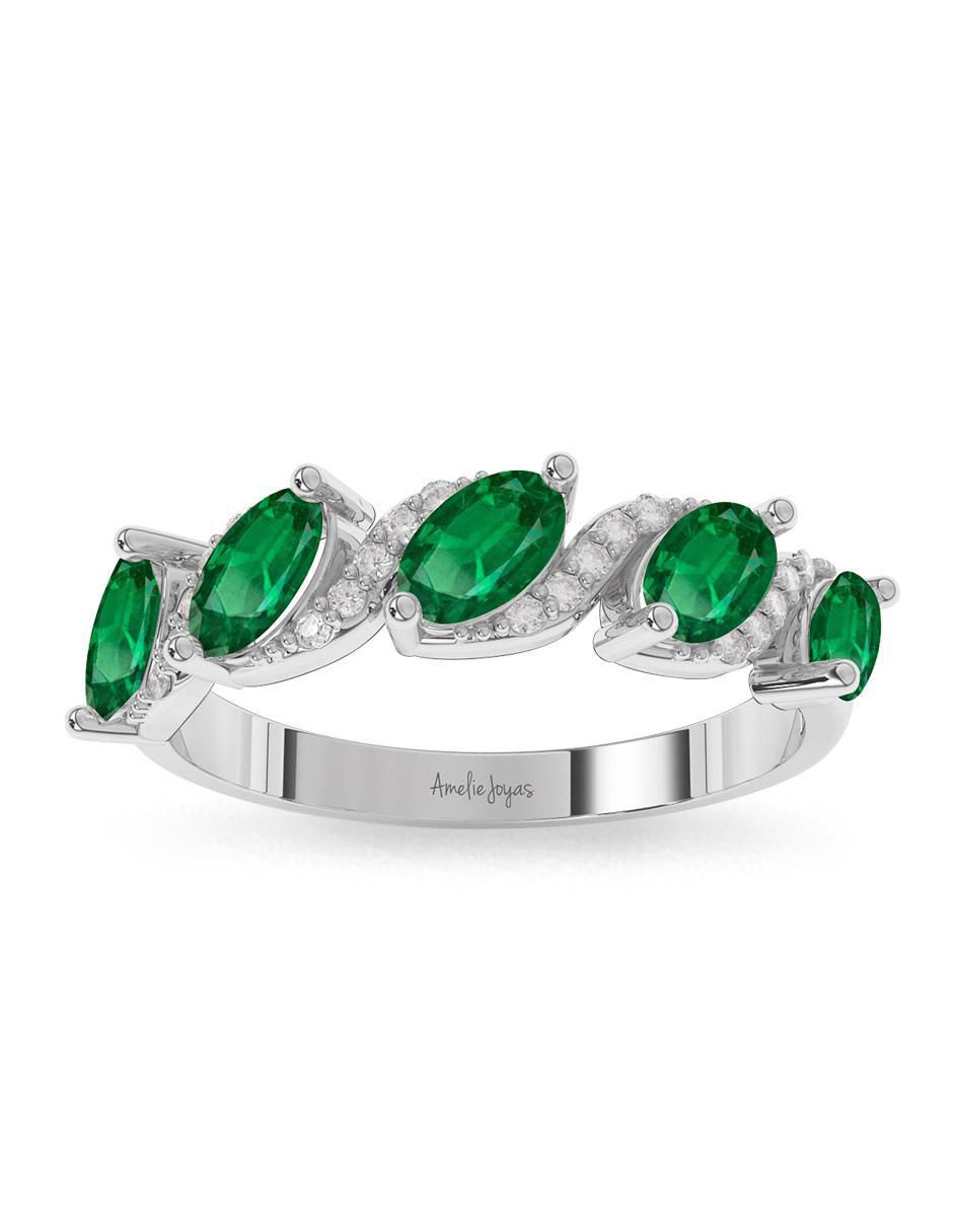 Anillo ovalado 14 k de oro esmeralda pulido 2