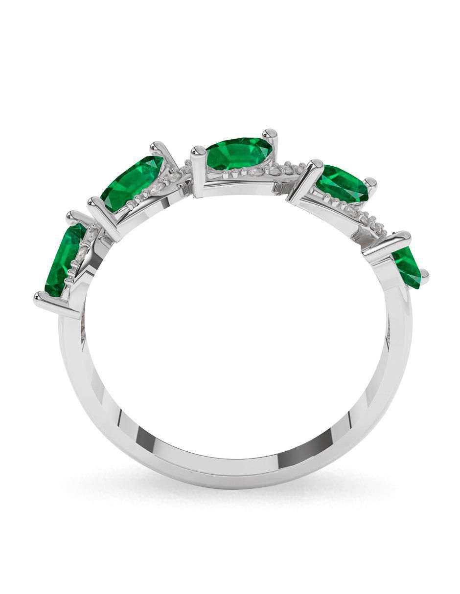 Anillo ovalado 14 k de oro esmeralda pulido 3