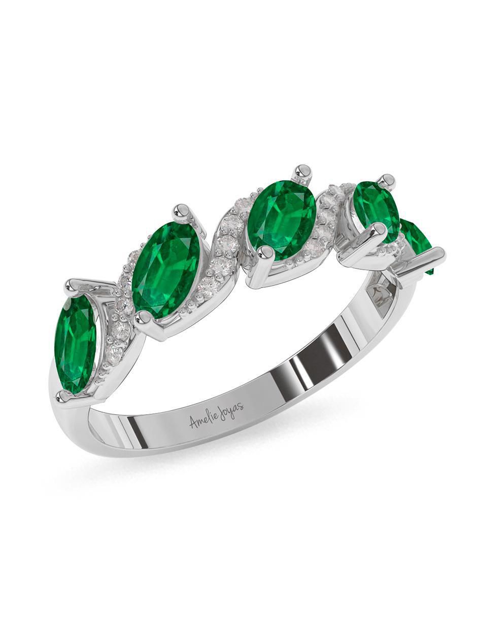 Anillo ovalado 14 k de oro esmeralda pulido 4