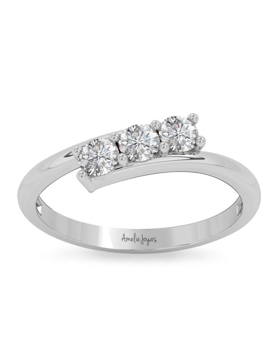 Anillo 10 k de oro zirconia pulido 4