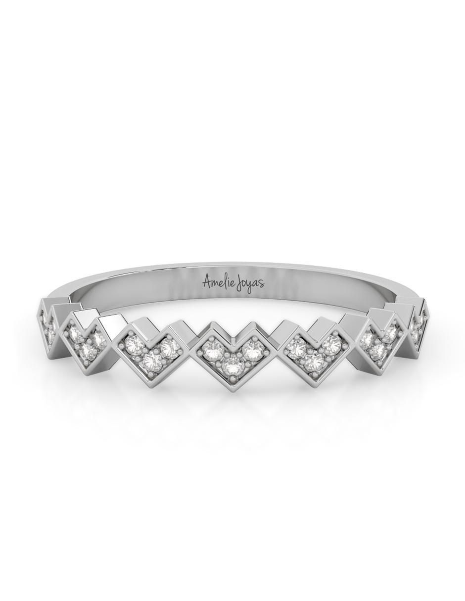 Anillo de corazón 10 k de oro zirconia pulido