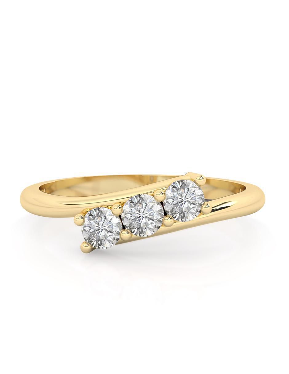 Anillo 10 k de oro zirconia pulido