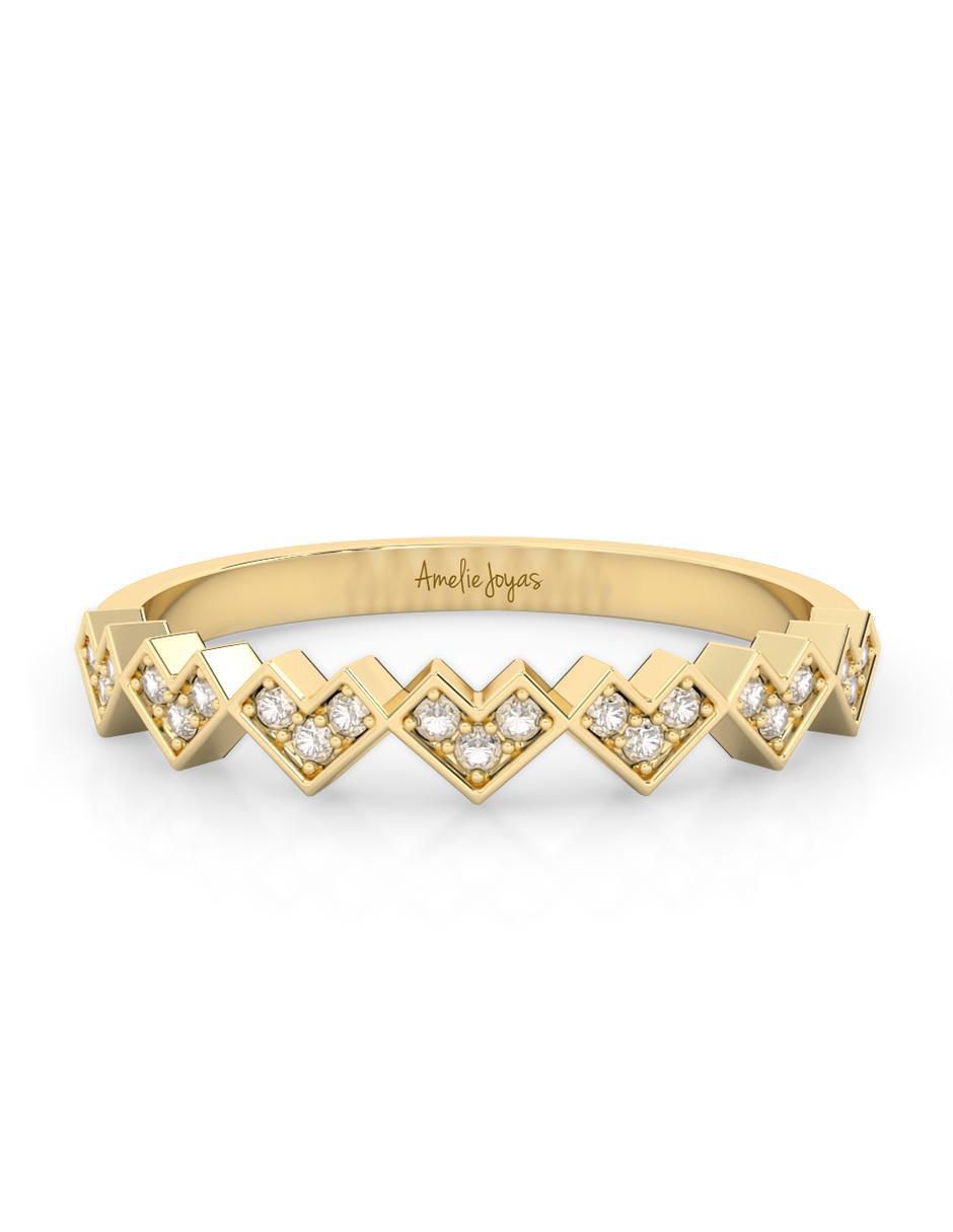 Anillo de corazón 10 k de oro zirconia pulido