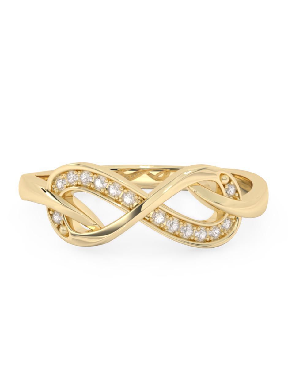 Anillo de infinito 10 k de oro zirconia pulido
