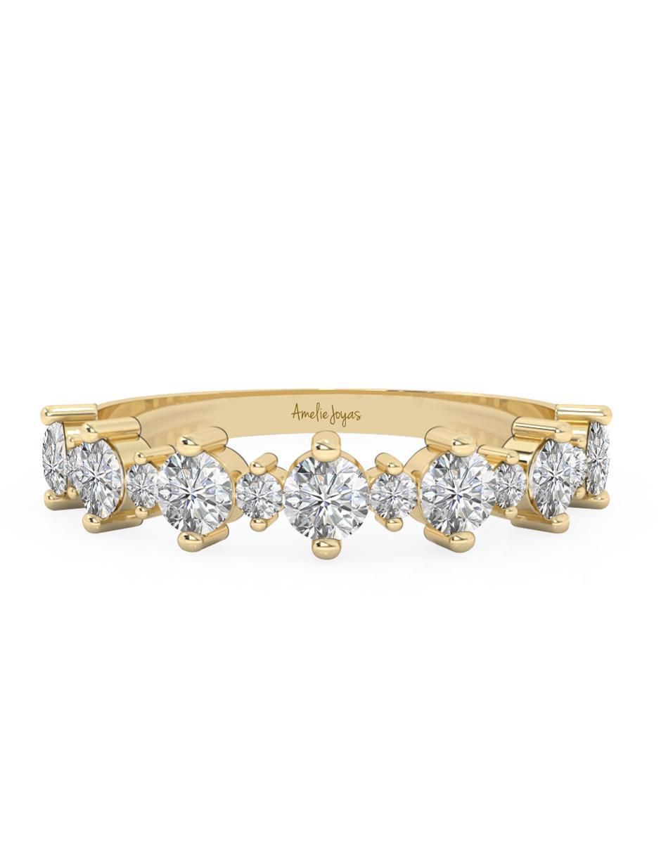 Anillo 10 k de oro zirconia pulido
