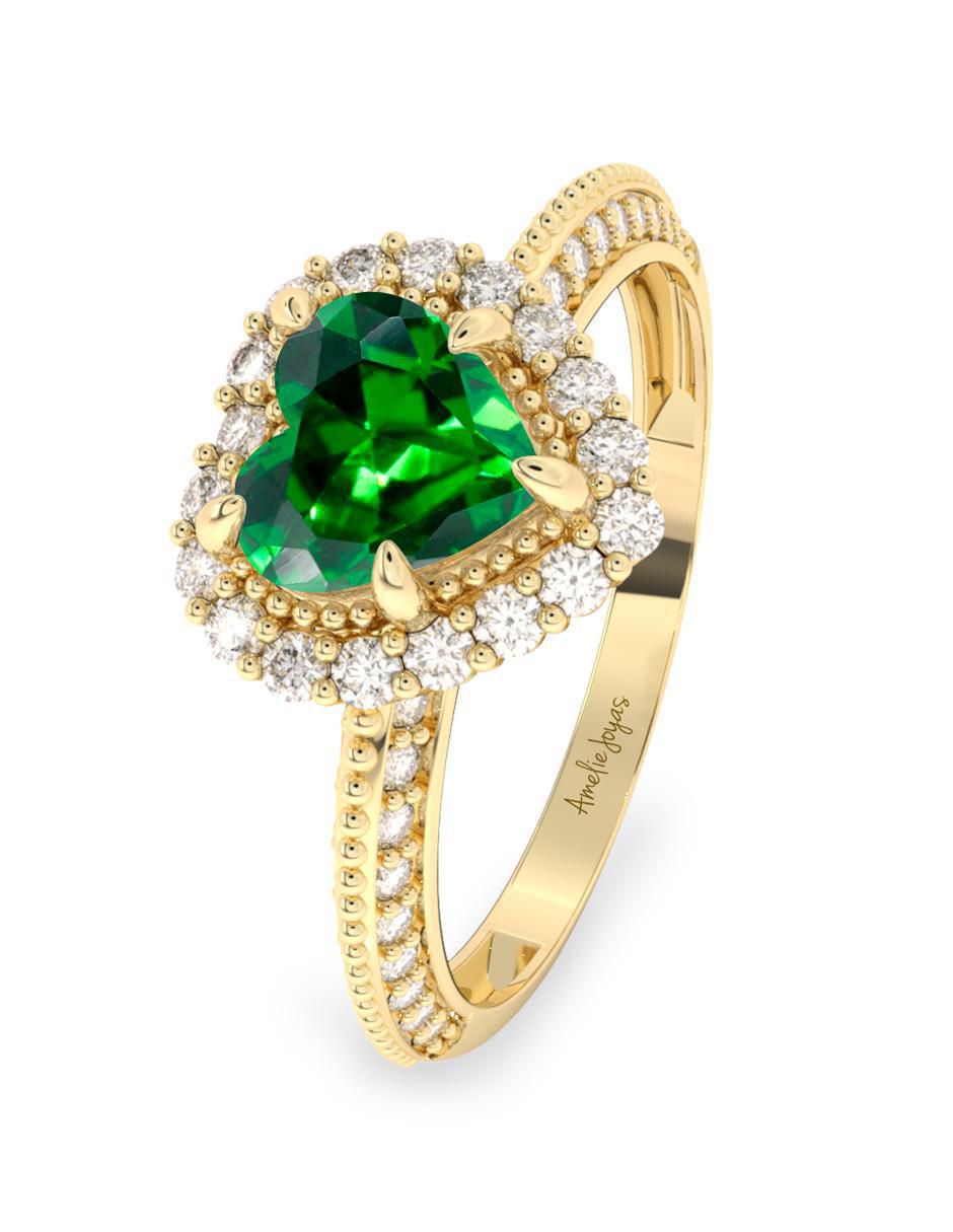 Anillo "de (si aplica)" corazón amelie joyas sin colección no aplica 10 k "de" oro zirconia pulido