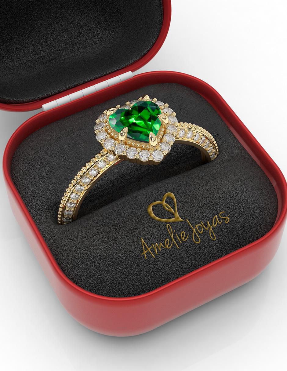 Anillo "de (si aplica)" corazón amelie joyas sin colección no aplica 10 k "de" oro zirconia pulido
