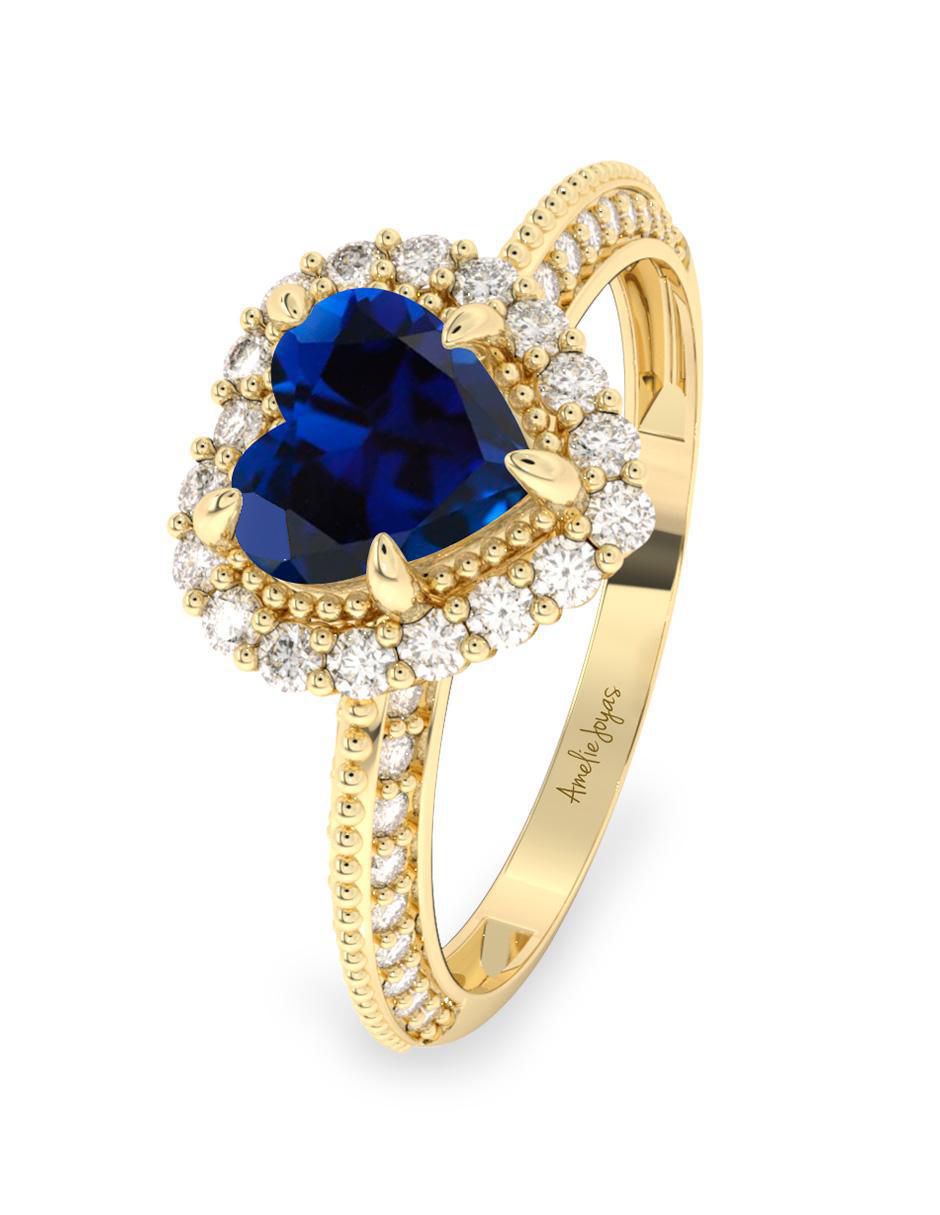 Anillo "de (si aplica)" corazón amelie joyas sin colección no aplica 10 k "de" oro zirconia pulido