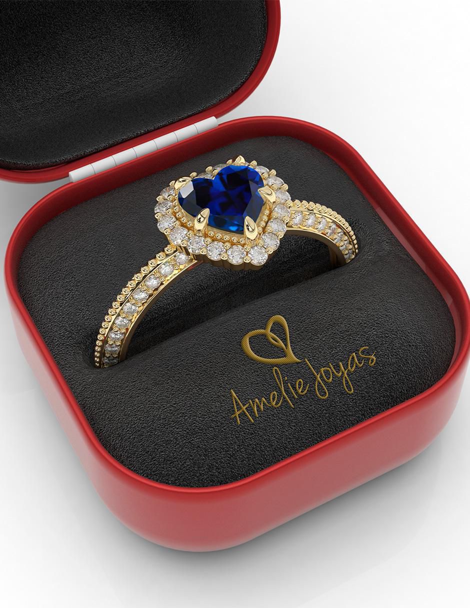 Anillo "de (si aplica)" corazón amelie joyas sin colección no aplica 10 k "de" oro zirconia pulido