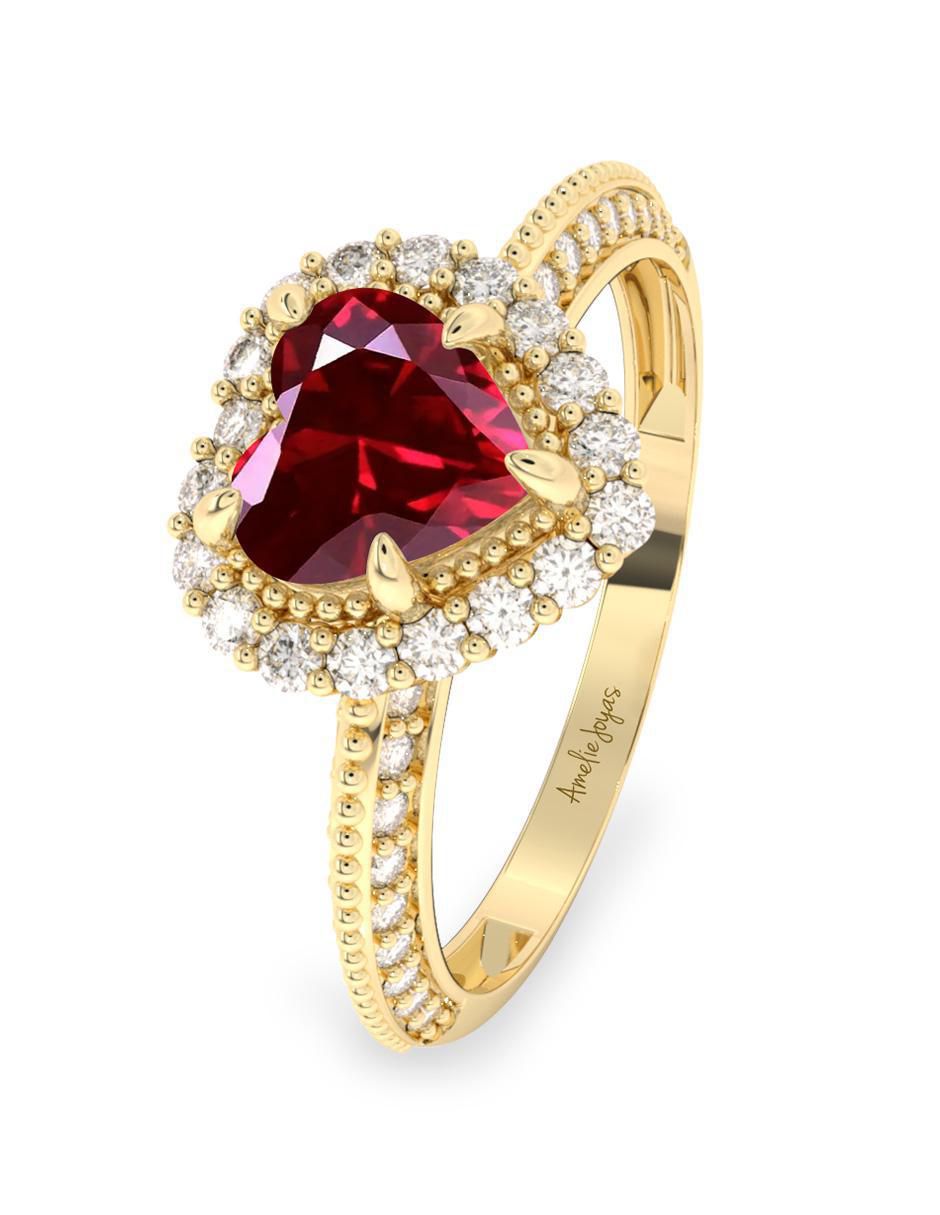 Anillo "de (si aplica)" corazón amelie joyas sin colección no aplica 10 k "de" oro zirconia pulido