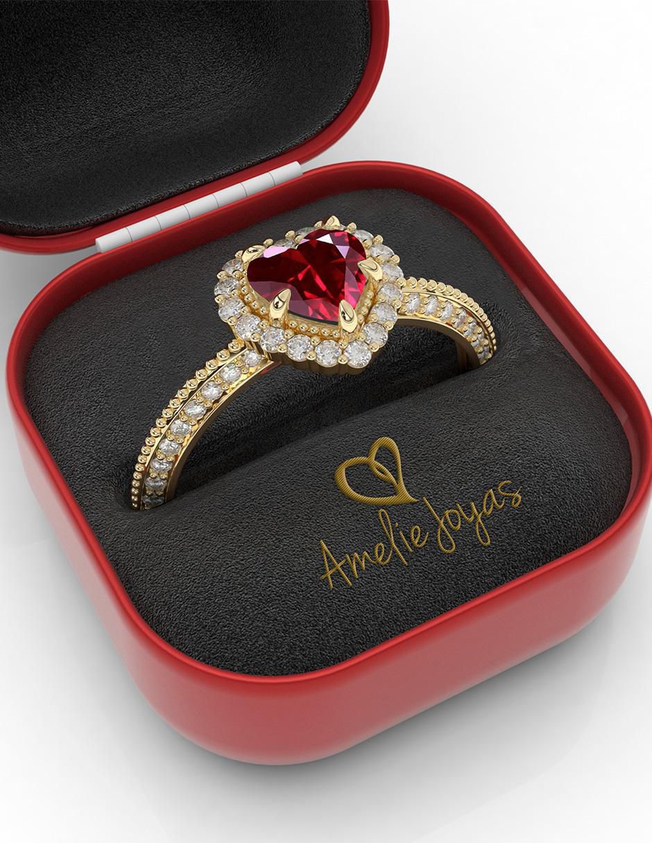 Anillo "de (si aplica)" corazón amelie joyas sin colección no aplica 10 k "de" oro zirconia pulido