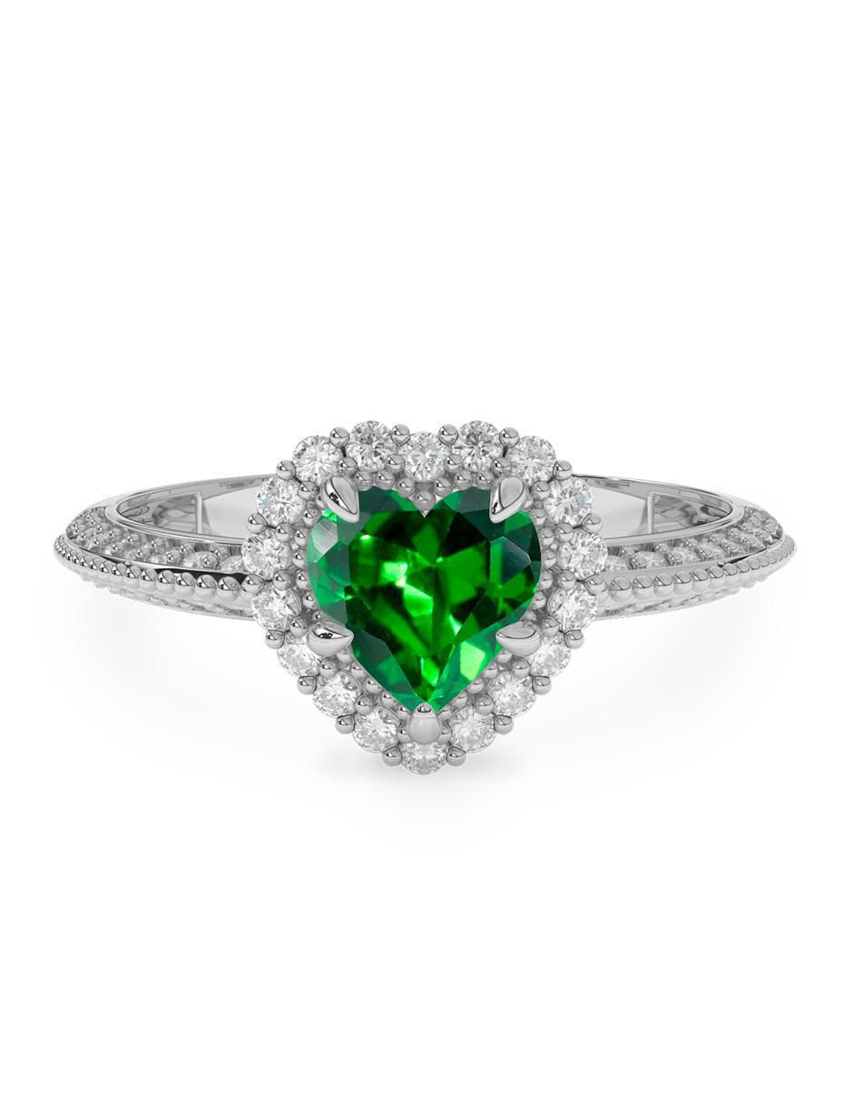 Anillo de corazón de oro zirconia pulido