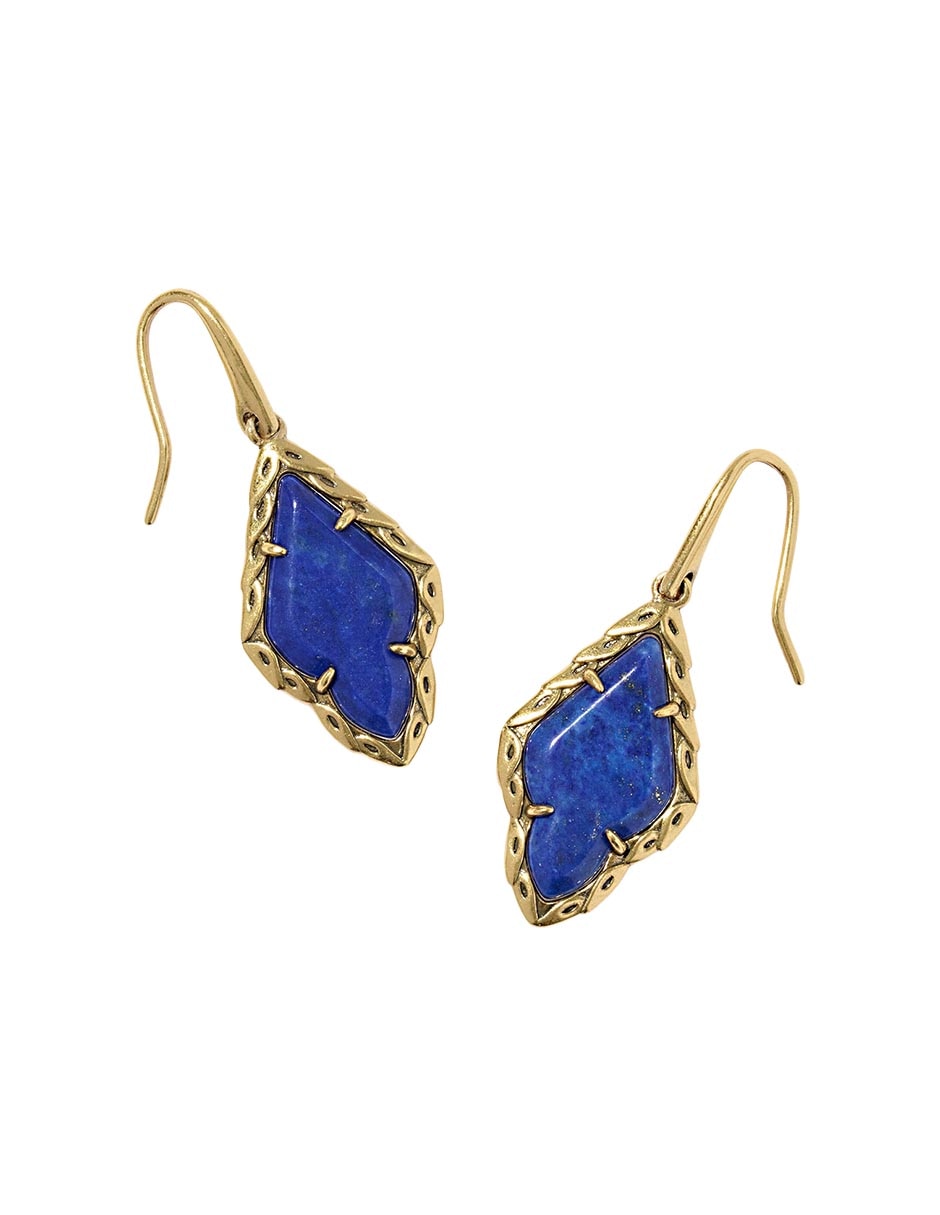 Aretes cortos de rombo Adeline 14 K acabado baño de oro lapislázuli Aretes cortos de rombo Adeline 14 K acabado baño de oro lapislázuli
