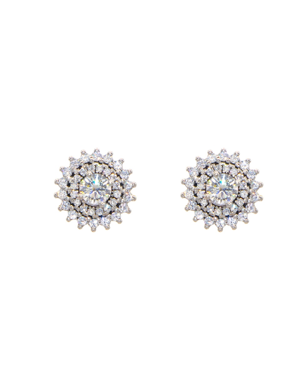 Aretes circulares Pavé Cristal de plata P 925 con acabado pavé zirconia