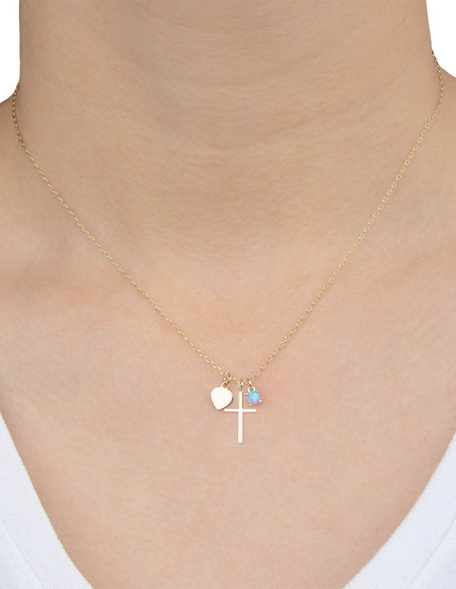 Collar con dije Cruz Charm de plata P 925 3