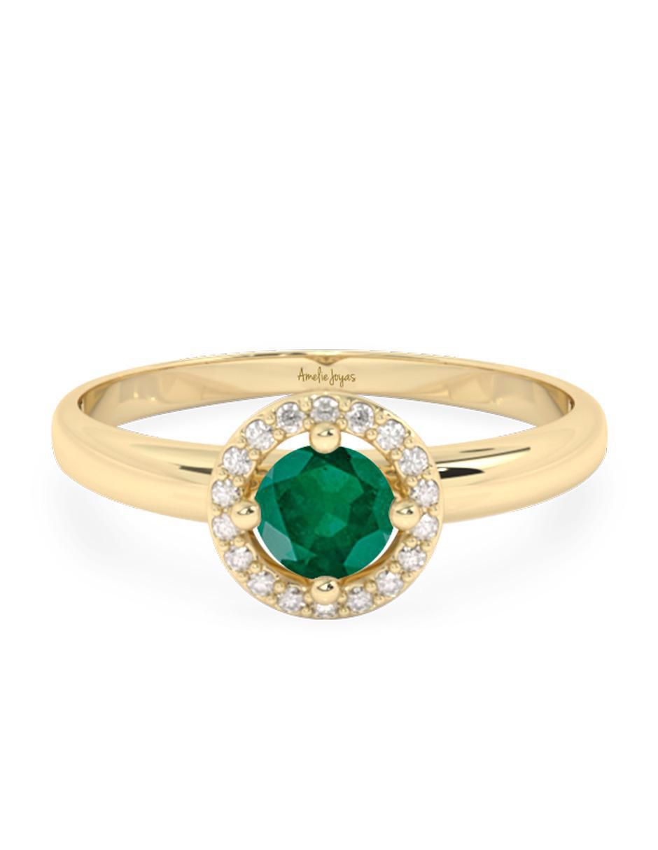Anillo 10 k de oro esmeralda pulido