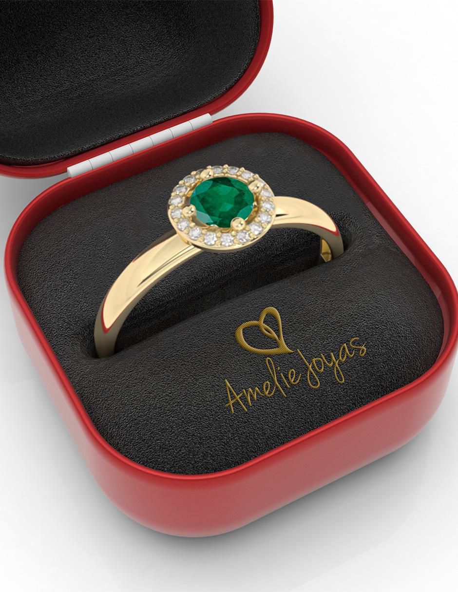Anillo "de (si aplica)" redondo amelie joyas sin coleccion no aplica 10 k "de" oro esmeralda pulido