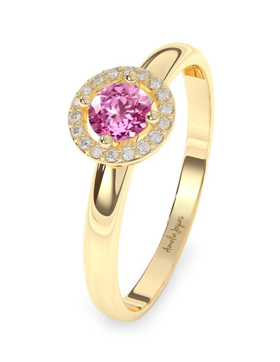 Anillo "de (si aplica)" redondo amelie joyas sin coleccion no aplica 10 k "de" oro zafiro rosa pulido