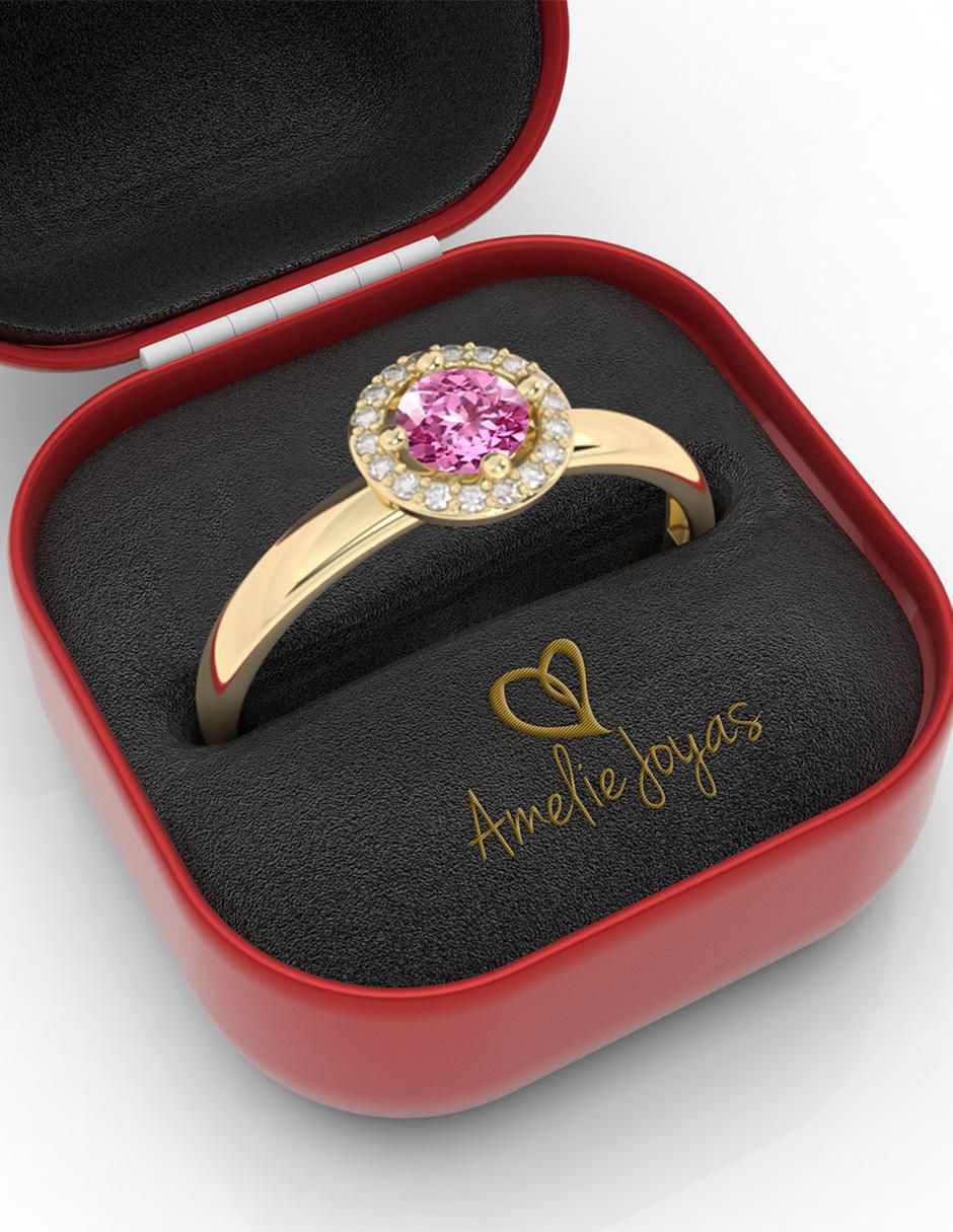 Anillo "de (si aplica)" redondo amelie joyas sin coleccion no aplica 10 k "de" oro zafiro rosa pulido