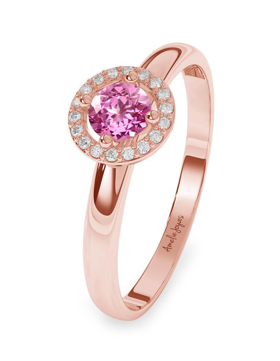 Anillo 10 k de oro zafiro rosa pulido 2