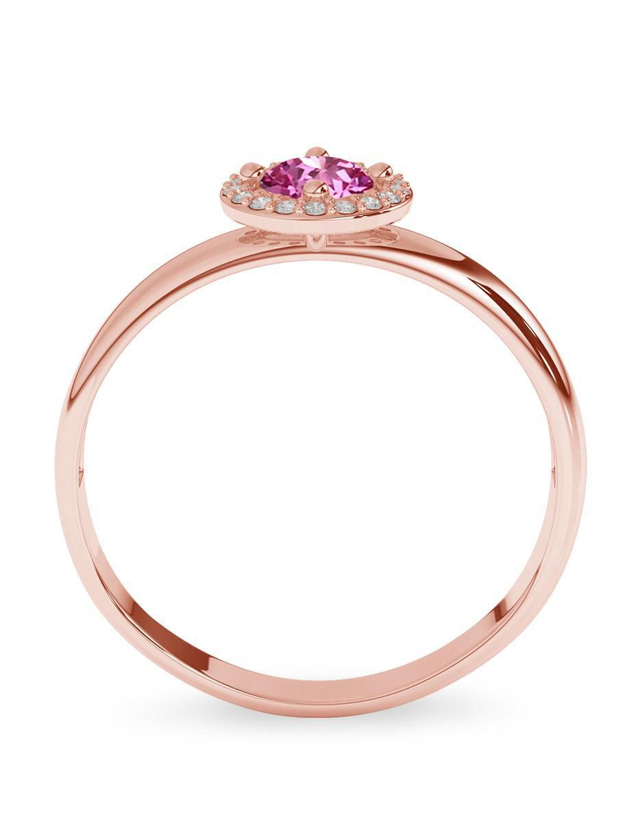 Anillo 10 k de oro zafiro rosa pulido 3