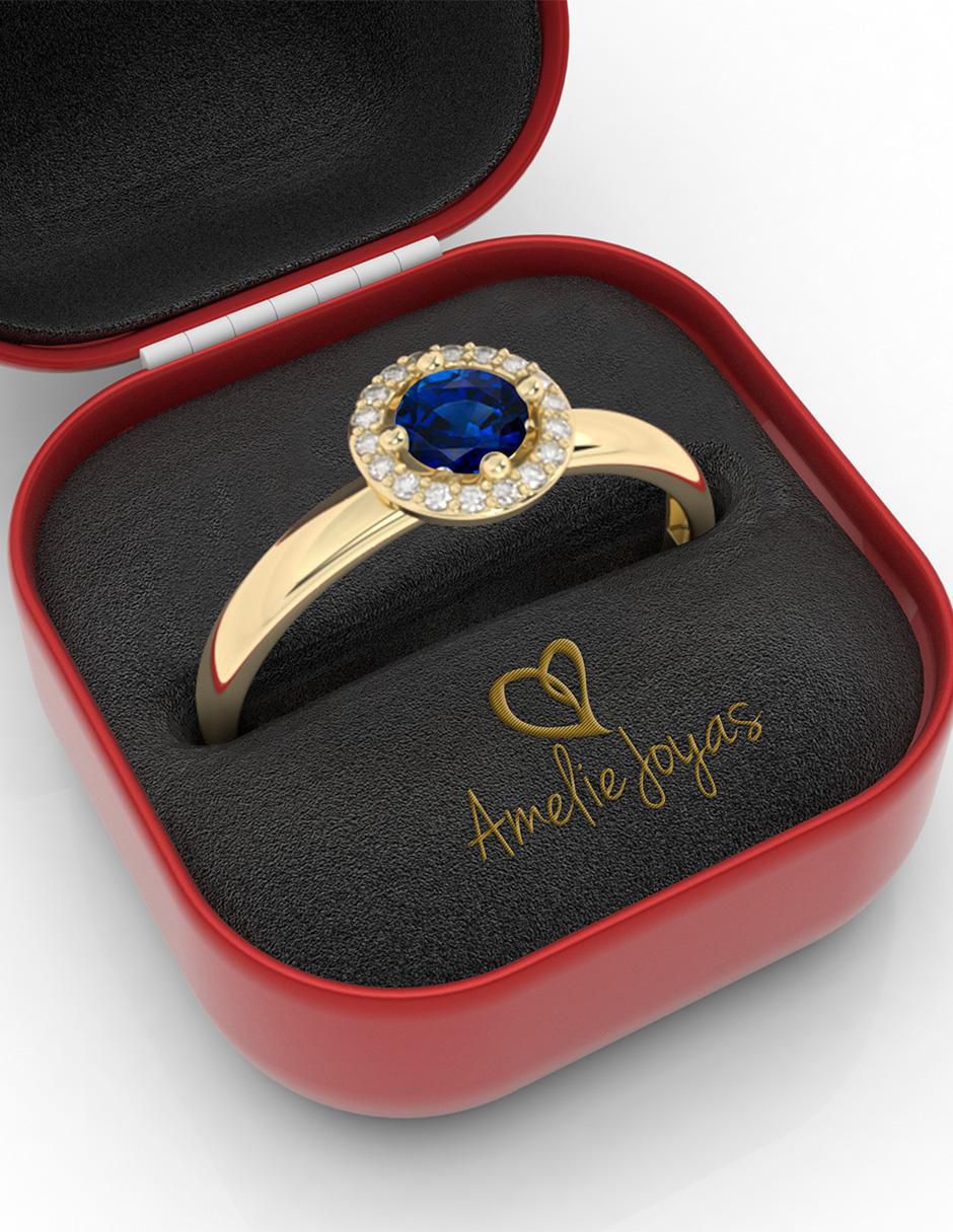 Anillo "de (si aplica)" redondo amelie joyas sin coleccion no aplica 10 k "de" oro zafiro pulido