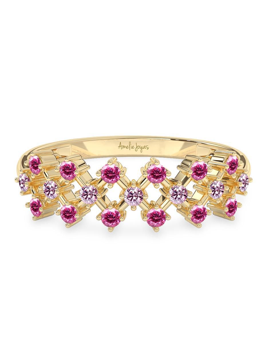 Anillo 10 k de oro zirconia pulido