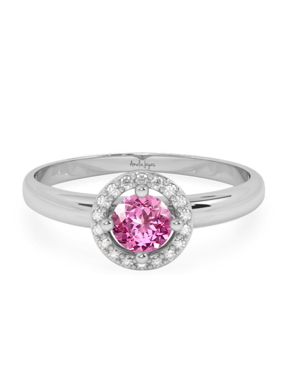 Anillo 10 k de oro zafiro rosa pulido