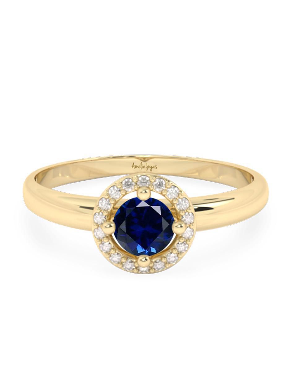 Anillo 10 k de oro zirconia pulido