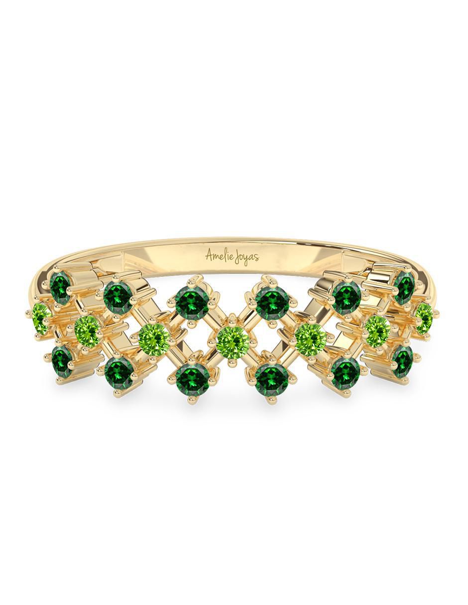 Anillo 10 k de oro zirconia pulido