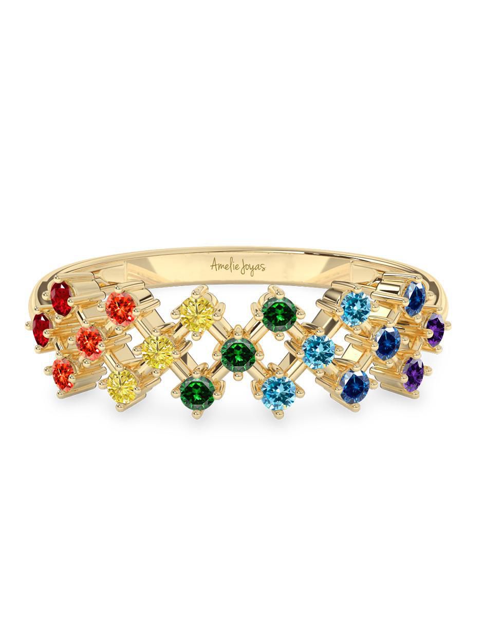 Anillo 10 k de oro zirconia pulido