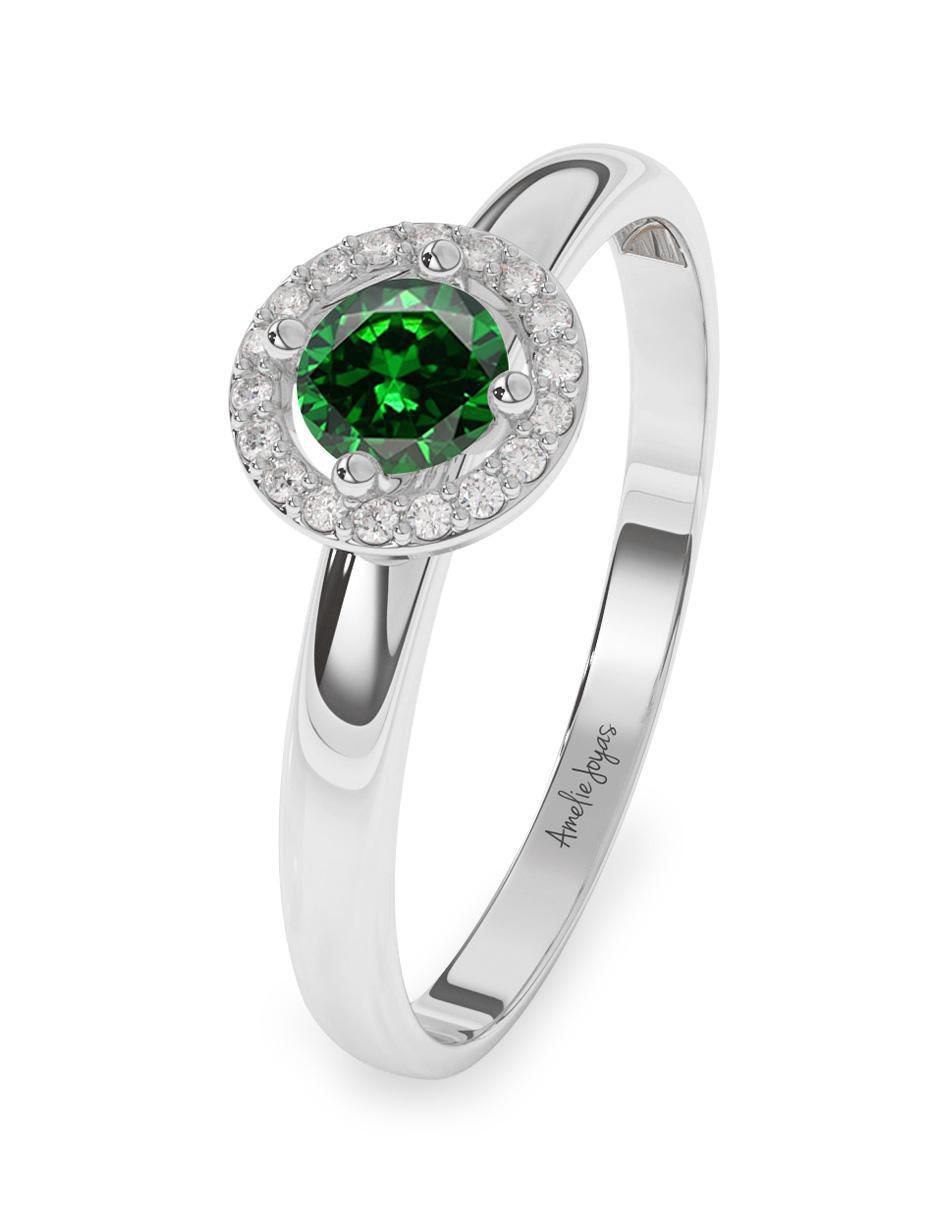 Anillo redondo de oro zirconia pulido 2