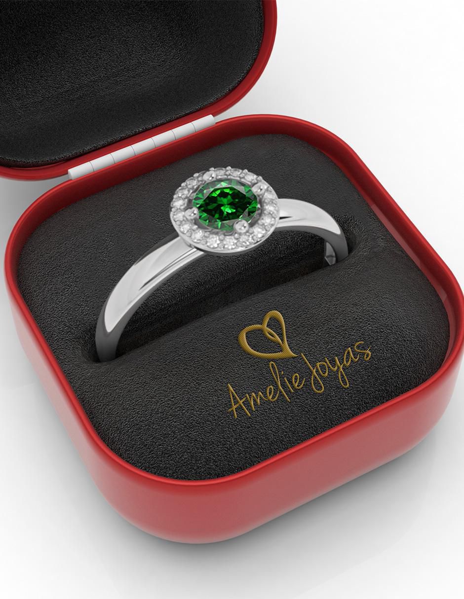 Anillo redondo de oro zirconia pulido 4