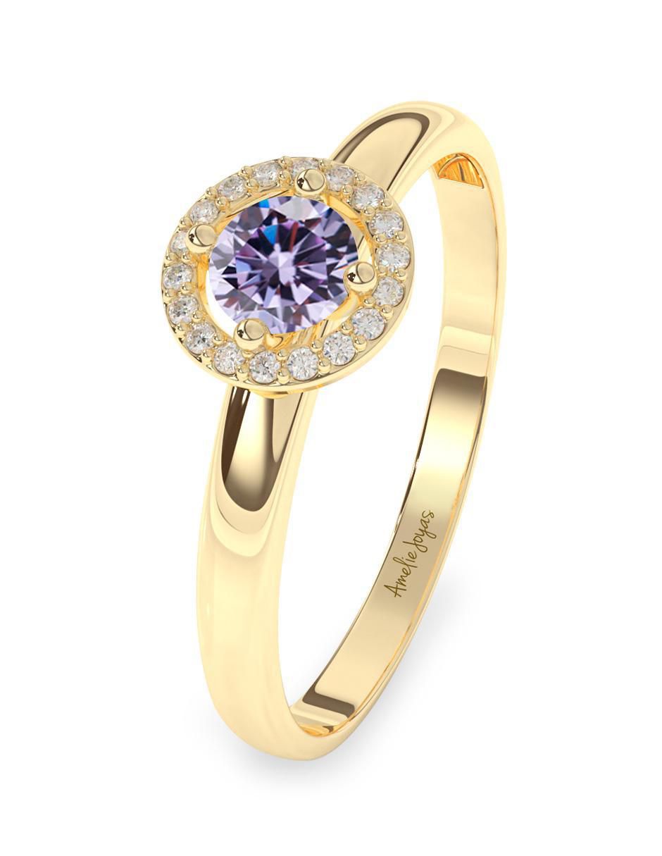 Anillo "de (si aplica)" redondo amelie joyas sin coleccion no aplica 10 k "de" oro zirconia pulido