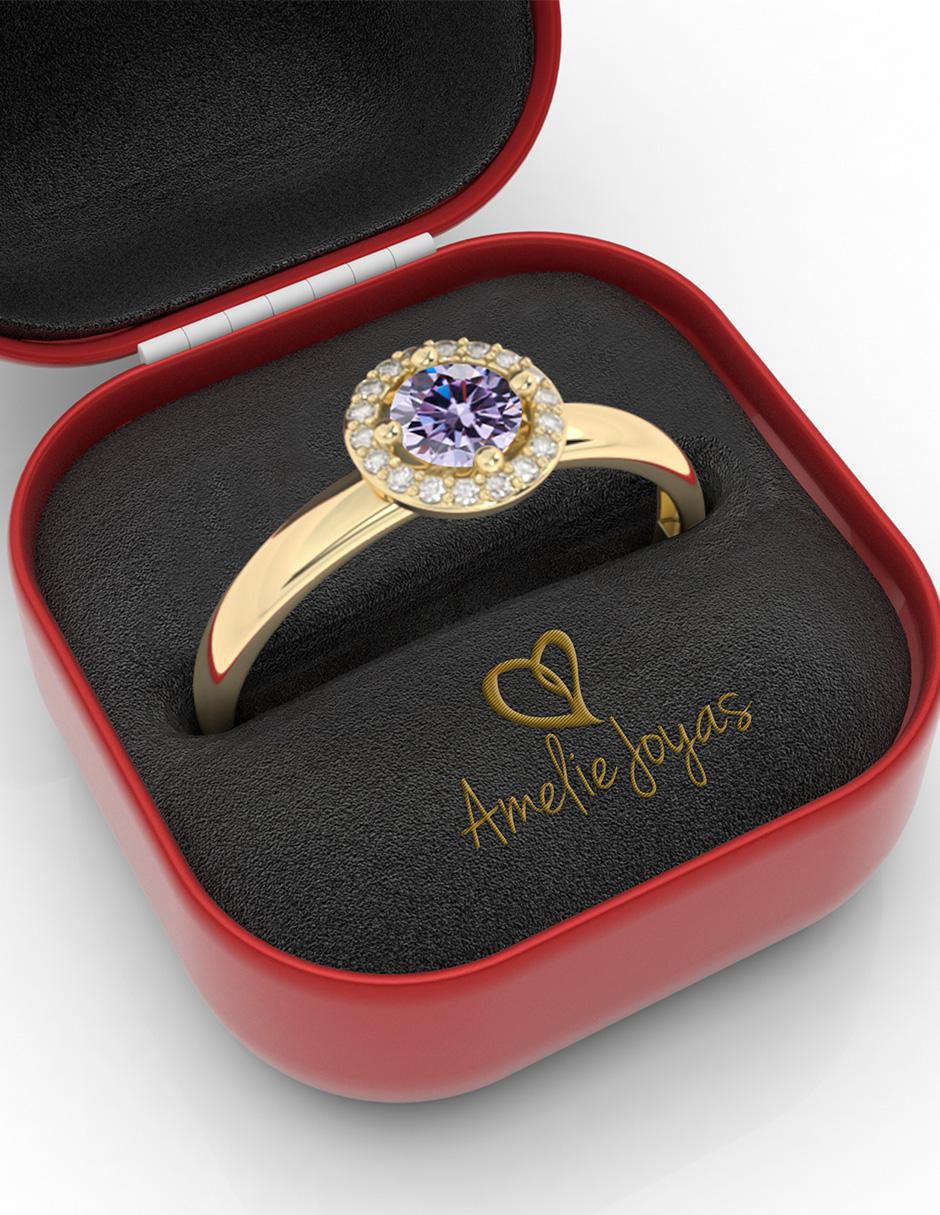 Anillo "de (si aplica)" redondo amelie joyas sin coleccion no aplica 10 k "de" oro zirconia pulido