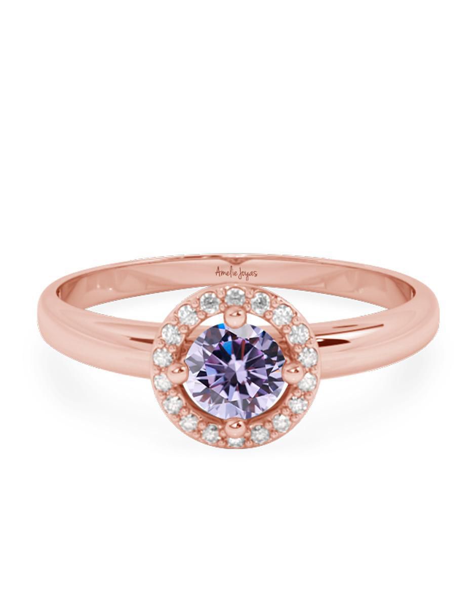 Anillo 10 k de oro zirconia pulido