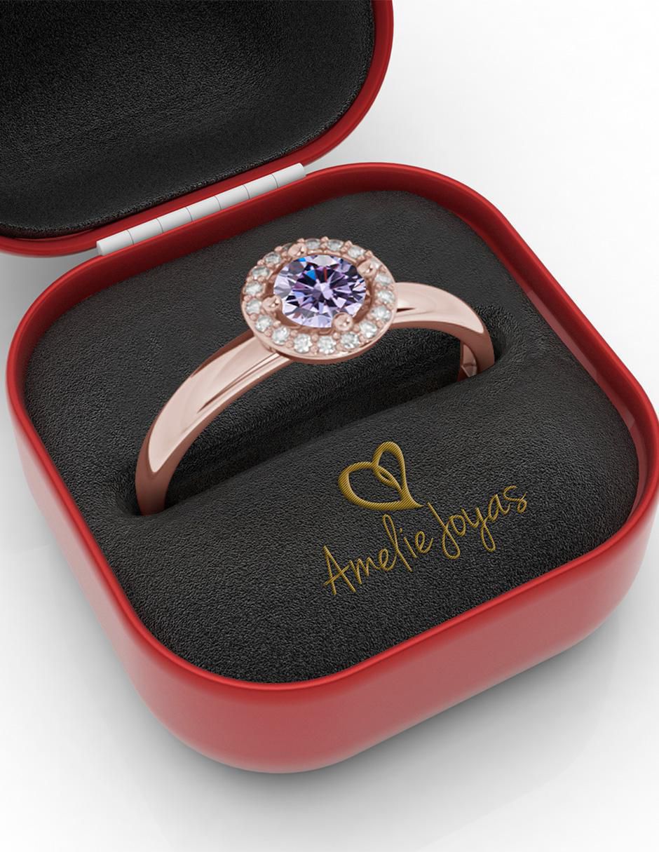 Anillo 10 k de oro zirconia pulido 4