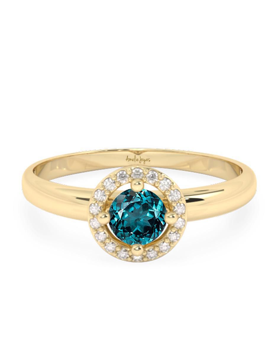 Anillo 10 k de oro zirconia pulido