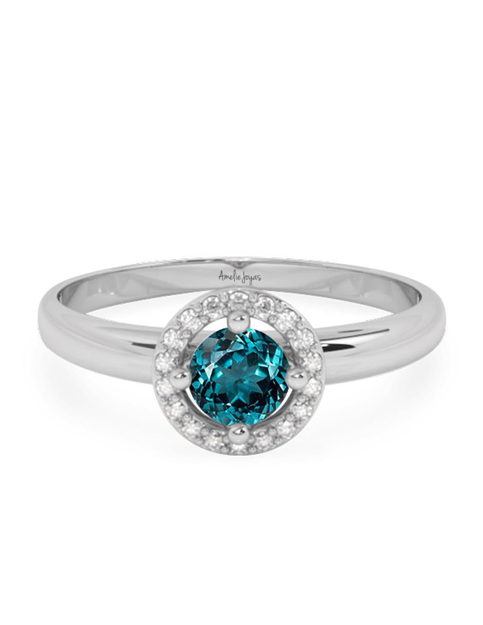 Anillo 10 k de oro zirconia pulido