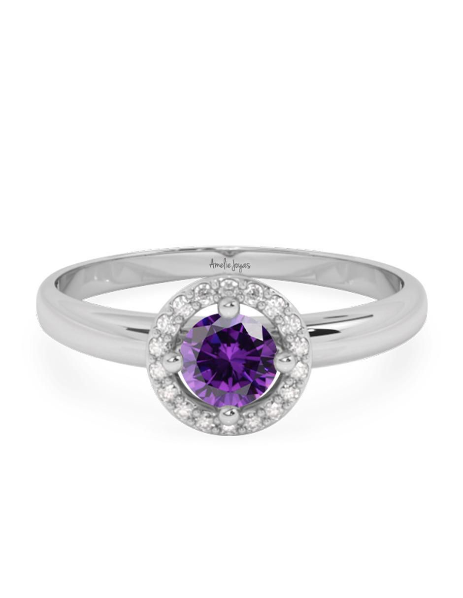 Anillo 10 k de oro zirconia pulido