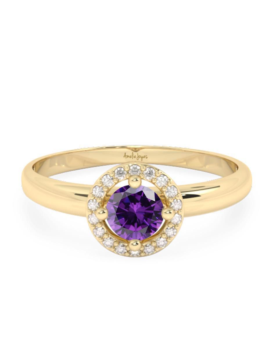 Anillo 10 k de oro zirconia pulido