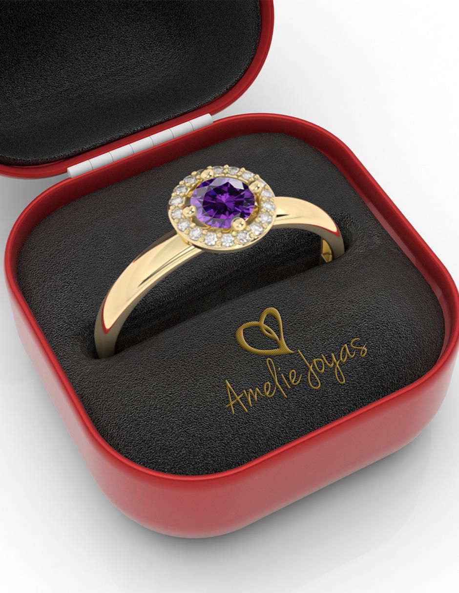 Anillo "de (si aplica)" redondo amelie joyas sin coleccion no aplica 10 k "de" oro zirconia pulido