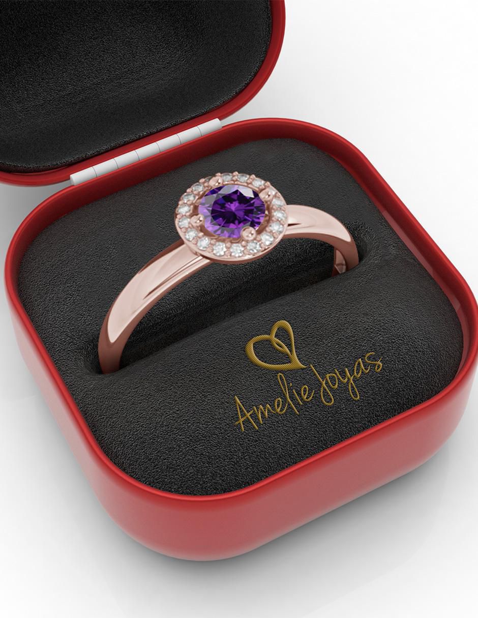 Anillo 10 k de oro zirconia pulido 4