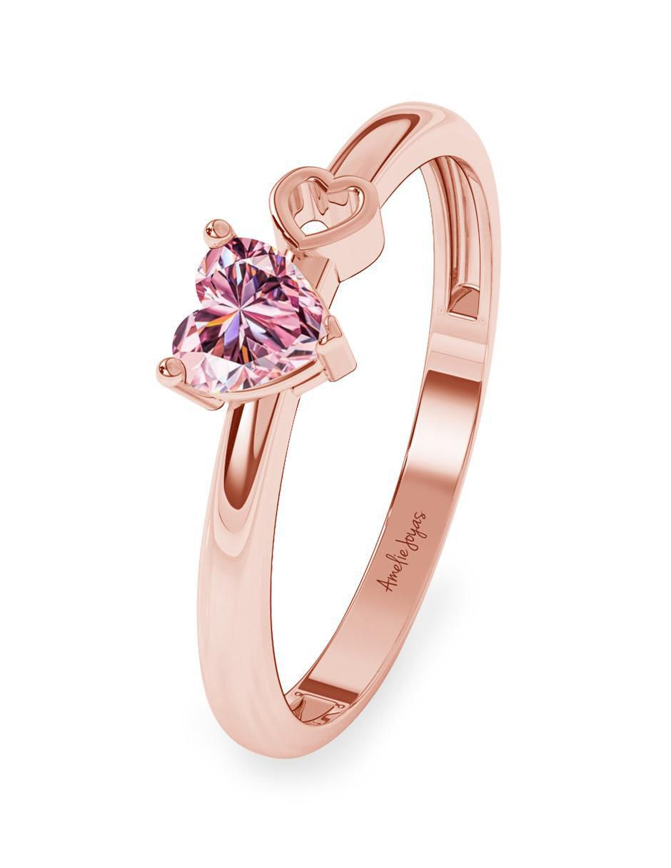 Anillo de corazón 10 k de oro zirconia pulido 2