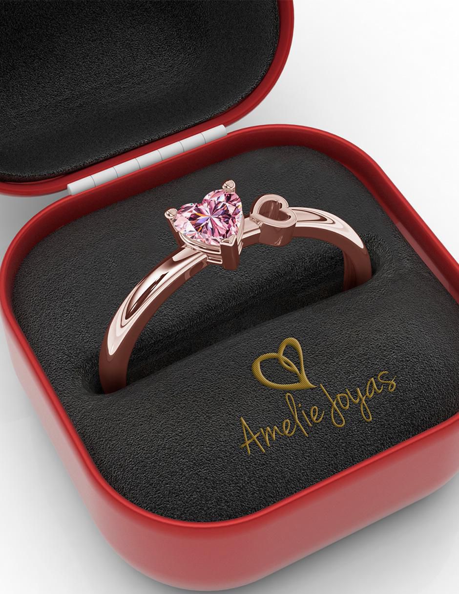 Anillo de corazón 10 k de oro zirconia pulido 4