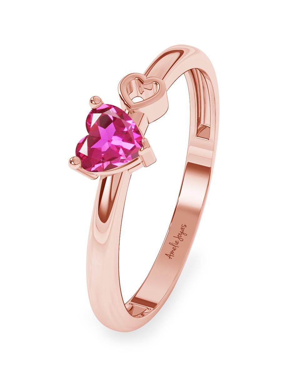 Anillo de corazón 10 k de oro zirconia pulido 2