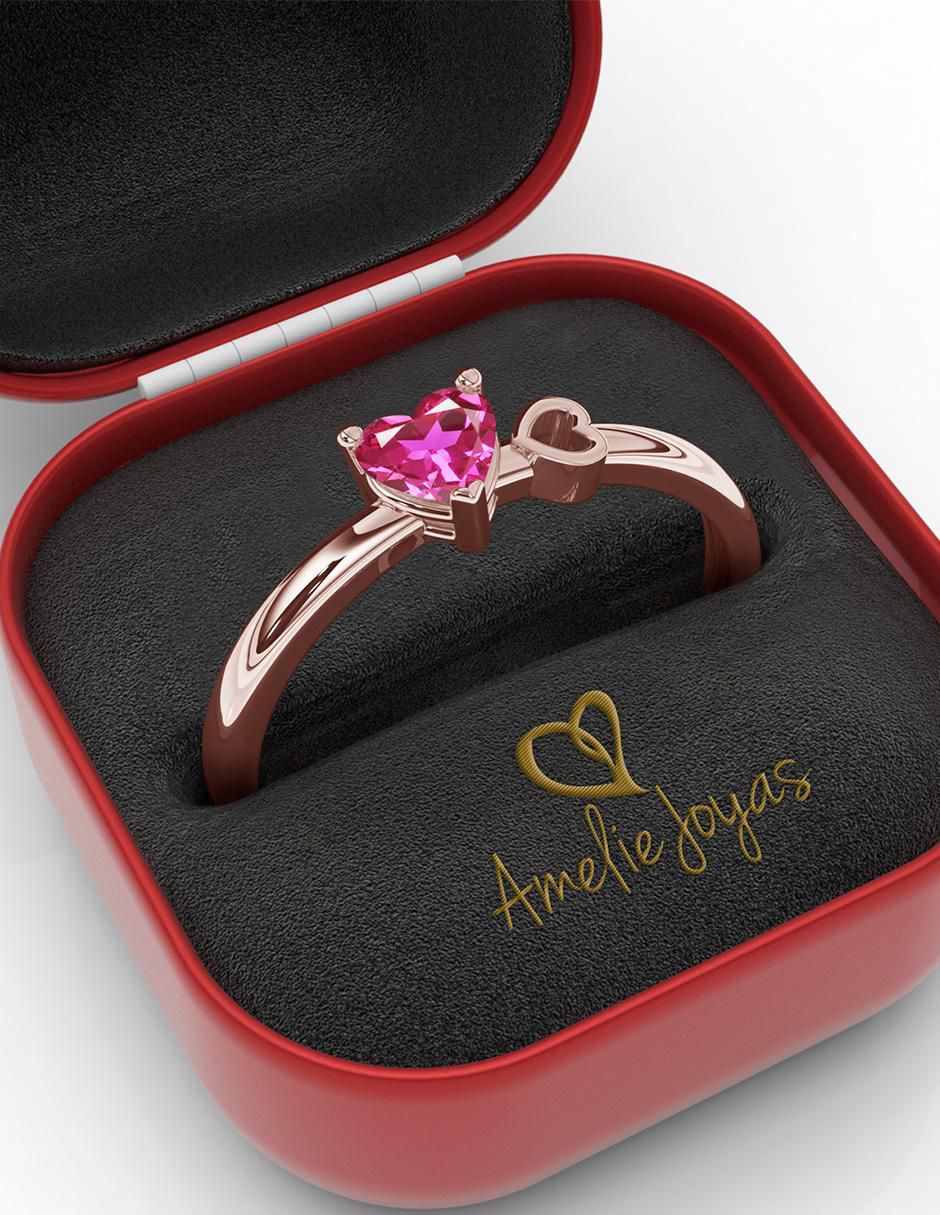 Anillo de corazón 10 k de oro zirconia pulido 4