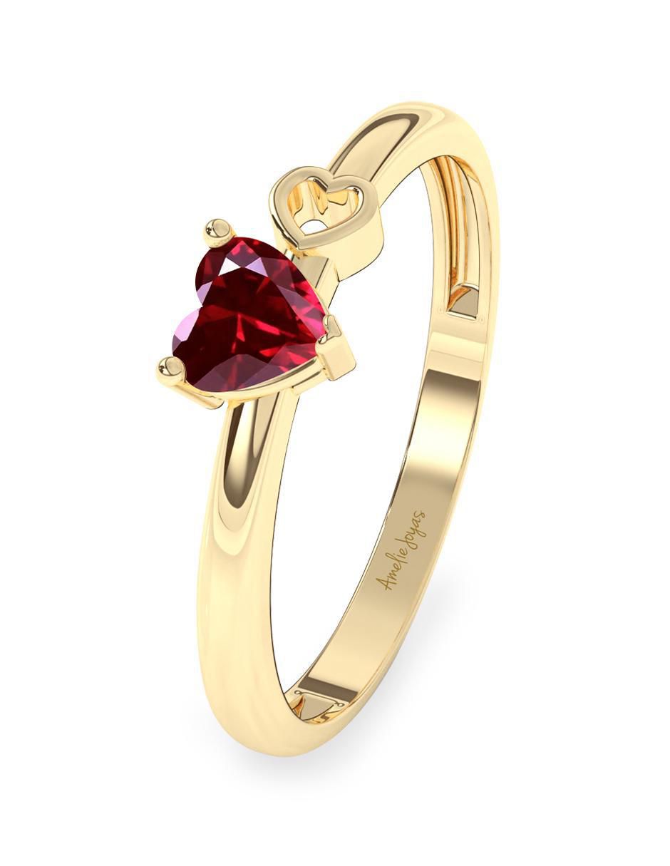 Anillo "de (si aplica)" corazón amelie joyas sin coleccion no aplica 10 k "de" oro zirconia pulido