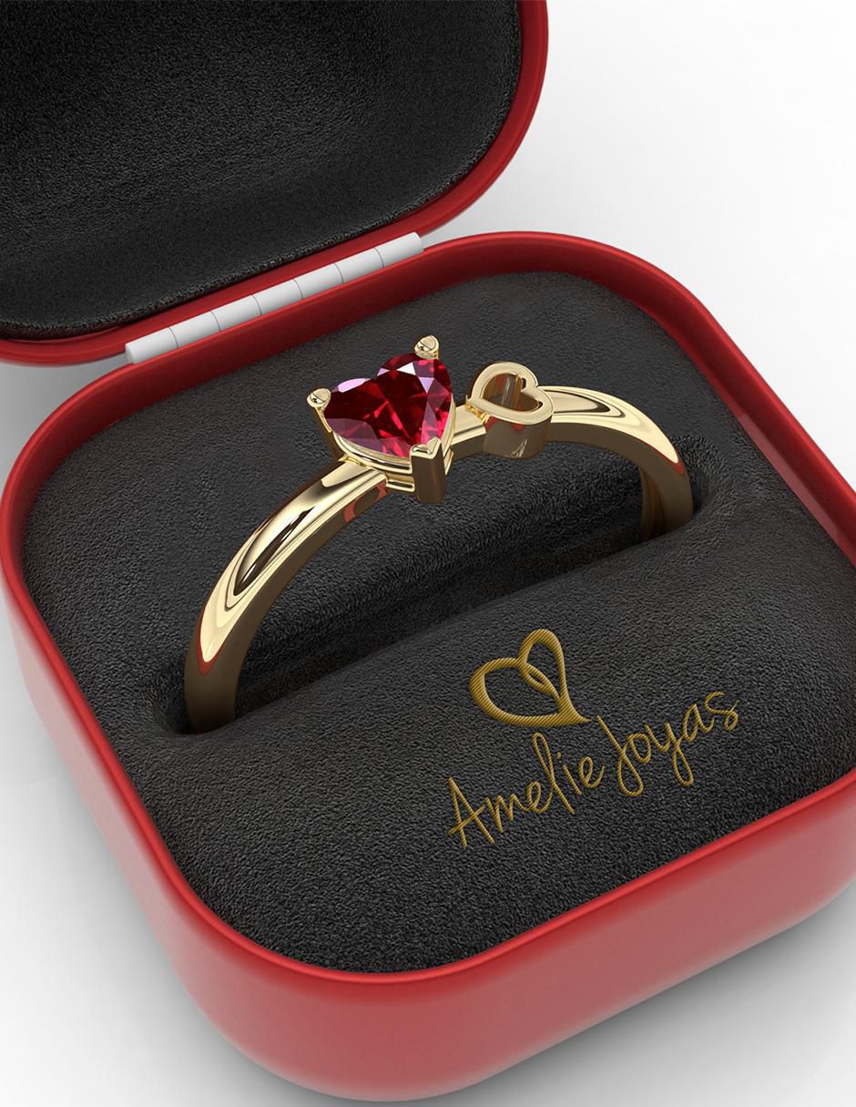 Anillo "de (si aplica)" corazón amelie joyas sin coleccion no aplica 10 k "de" oro zirconia pulido